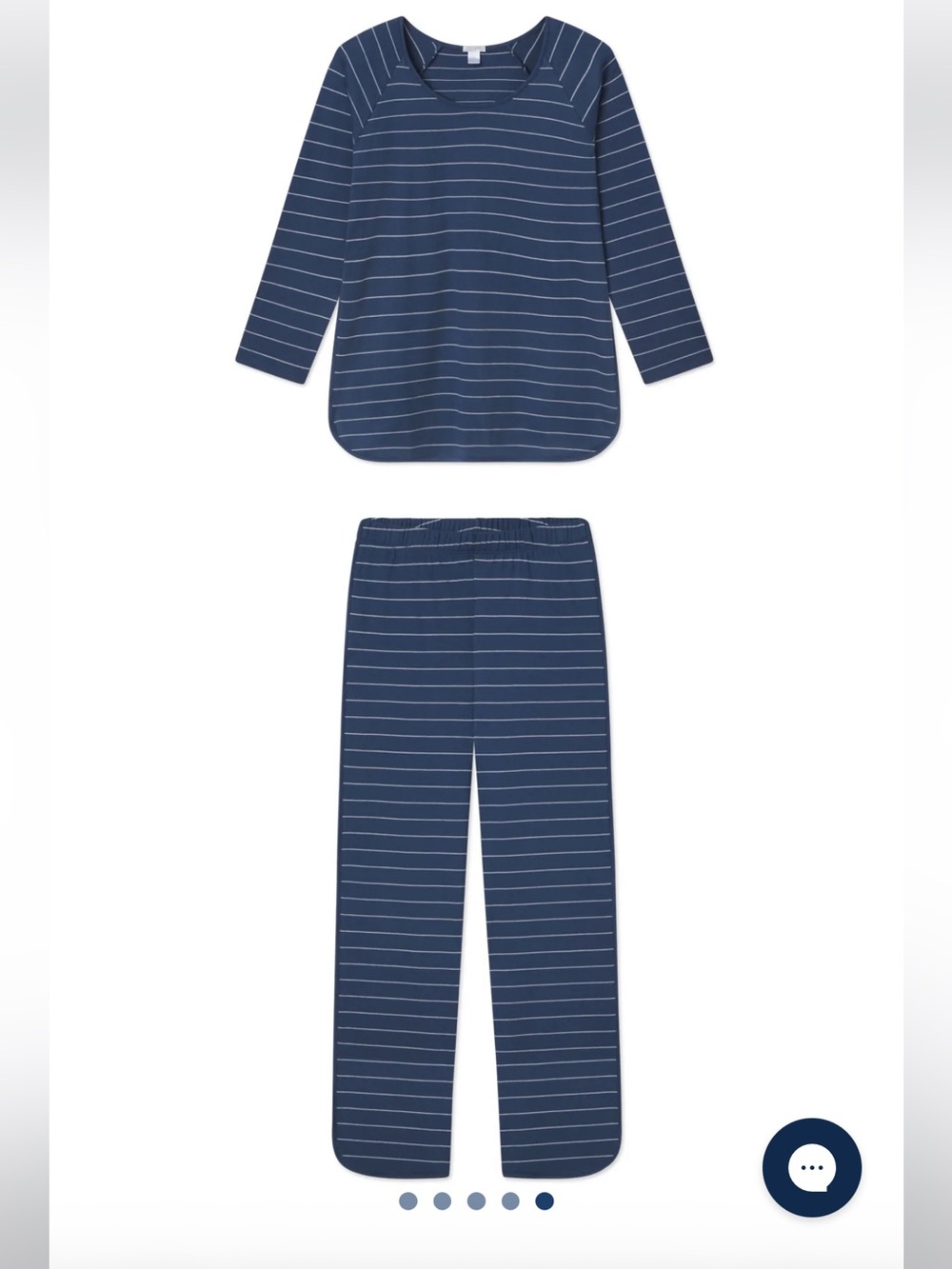NWT Lake Pajama Pima Long-Long Set in Navy Boating Stripe